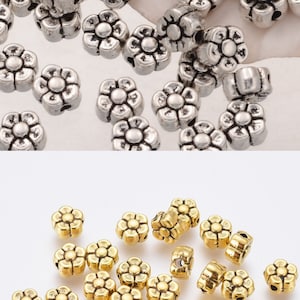 100 Gold /Silver Flower 5 mm Spacer Beads For Jewellery Making
