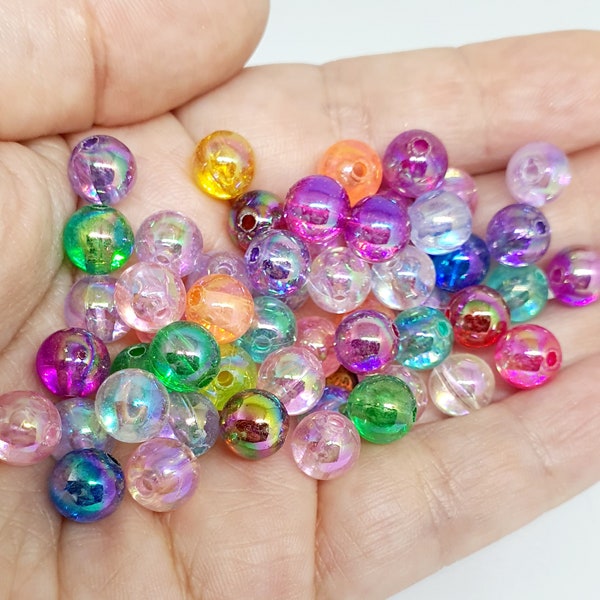 100 Transparent acrylic beads mixed beads 6mm_8mm Jewellery Making, Bracelets