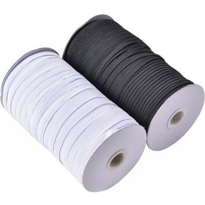 6 mm plat elastisch koord – wit of zwart – perfect voor naaien, kleding en knutselen