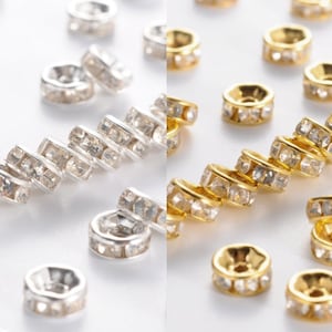 Rhinestone Spacer Beads, Grade B, Rondelle, Straight Edge, Clear, Silver Color Plated, 6x3mm, Hole: 1.5mm