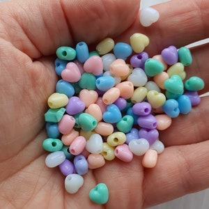 100 Pastel heart beads | Acrylic Beads For Craft| DIY Projects | Jewellery Making  7mm