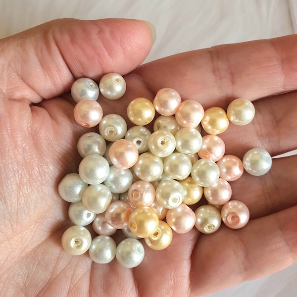 Glass Beads On Sale 100 Mixed Silver Blue Pearlized Glass Beads - 6mm Round Spacer Beads For Jewelry Making 6mm Beads Blue - Foto 4