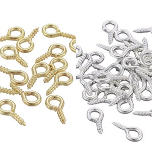 100  Eye Pin Hooks Silver/Gold Plated 8/10/13mm Metal Screw Eye
