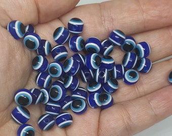 New 50pcs Round Stripe Spacer Evil Eye Beads Jewelry Making Bracelet Accessories