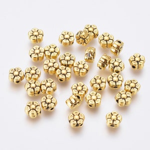 100 Gold  Flower 5 mm Spacer Beads For Jewellery Making