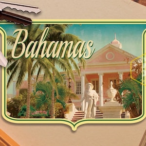 Sticker de voyage aux Bahamas, sticker de style vintage pour valise, bagage, ordinateur portable ou bouteille d'eau