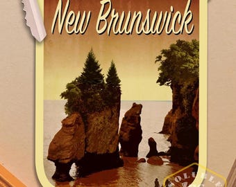 Adesivo de viagem de New Brunswick: Decalque vintage para mala