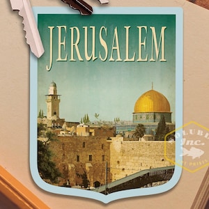 Pegatina de viaje de Jerusalén, calcomanía de estilo vintage para maleta, equipaje, computadora portátil o botella de agua