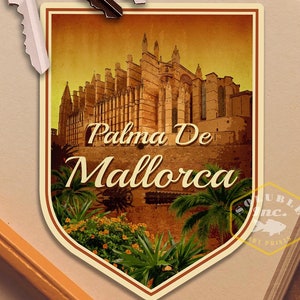Palma De Mallorca Reiseaufkleber, Reisegeschenk im Vintage-Stil, Aufkleber für Gepäck, Koffer, Scrapbook, Planer, Laptop oder Wasserflasche.