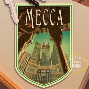 Mekka Saudi-Arabien Reiseaufkleber, Vintage-Stil Aufkleber für Koffer, Gepäck, Laptop oder Wasserflasche
