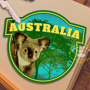 Australien Reiseaufkleber, Vintage-Stil Aufkleber für Koffer, Gepäck, Laptop oder Wasserflasche