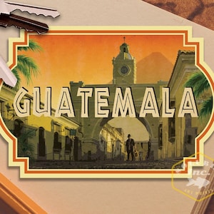 Sticker de voyage au Guatemala, sticker de style vintage pour valise, bagage, ordinateur portable ou bouteille d'eau