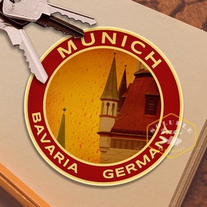 Munich Germany travel sticker, vintage-style Travel Gift, Decals for luggage, suitcase, scrapbook, planner, laptop or water bottle.
