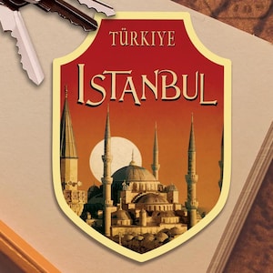 Istanbul travel sticker, vintage style decal for suitcase, luggage, laptop or water bottle