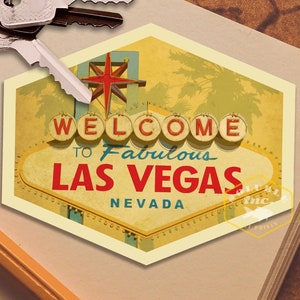 Pegatina de viaje de Las Vegas, calcomanía de estilo vintage para maleta, equipaje, computadora portátil o botella de agua