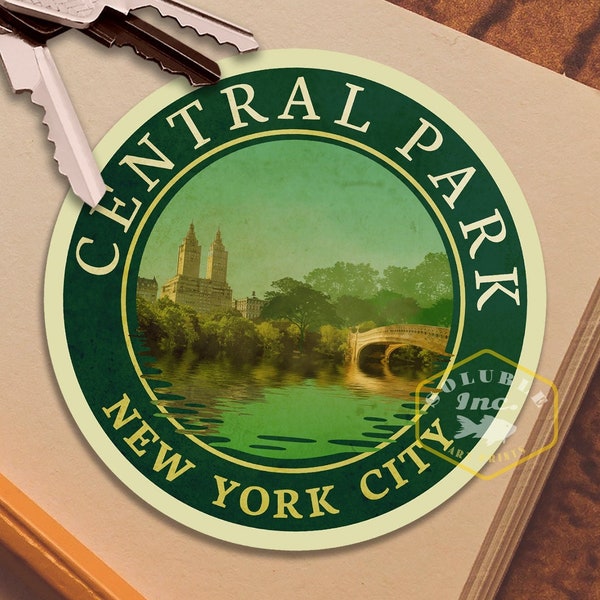 Central Park New York travel sticker, vintage style decal for suitcase, luggage, laptop or water bottle