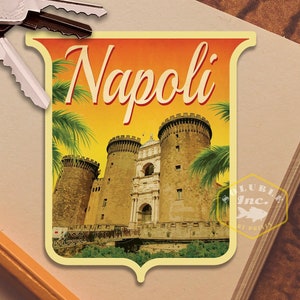 Adesivo de viagem Nápoles, Itália, presente de viagem em estilo vintage, decalques para bagagem, mala, álbum de recortes, planejador, laptop ou garrafa de água.