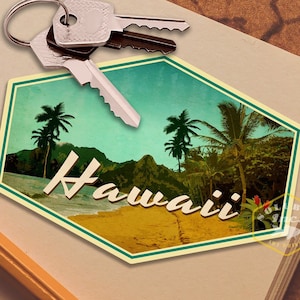 Adesivo de viagem para o Havaí, decalque estilo vintage para mala, bagagem, laptop ou garrafa de água