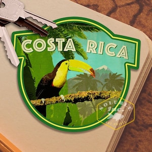 Costa Rica Reiseaufkleber, Vintage-Stil Aufkleber für Koffer, Gepäck, Laptop oder Wasserflasche