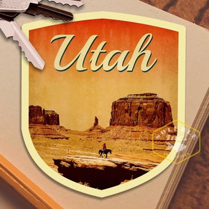 Utah Reiseaufkleber, Vintage-Stil Aufkleber für Koffer, Gepäck, Laptop oder Wasserflasche