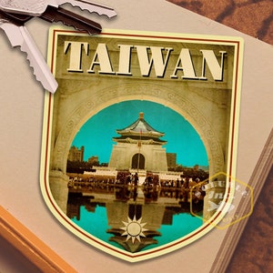 Taiwan Reiseaufkleber im Vintage-Stil für Koffer, Gepäck, Laptop oder Wasserflasche