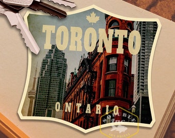 Toronto Canada travel sticker, vintage style decal for suitcase, luggage, laptop or water bottle