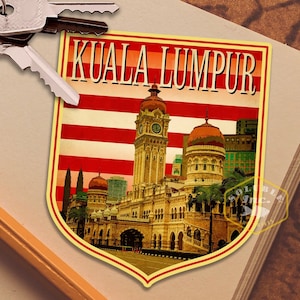 Kuala Lumpur Malaysia Reiseaufkleber, Vintage-Stil Aufkleber für Koffer, Gepäck, Laptop oder Wasserflasche
