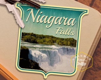Niagara Falls travel sticker, vintage style decal for suitcase, luggage, laptop or water bottle
