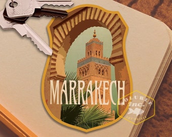 2 X Maroc Marrakech Sticker En Vinyle Pour Ordinateur
