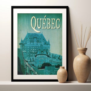Quebec City Vintage Travel Poster: Minimalist Home Decor Art Print