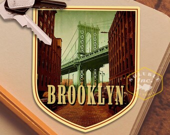 Brooklyn travel sticker, vintage style decal for suitcase, luggage, laptop or water bottle