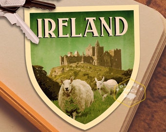 Vintage Ireland Travel Sticker: Rock of Cashel, Weatherproof Vinyl Decal