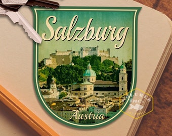 Adesivo da viaggio vintage Salisburgo Austria: decalcomania per bagagli e laptop