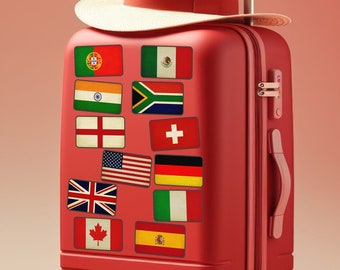 Vintage Flags of the World Sticker Pack: Waterproof Travel Decals