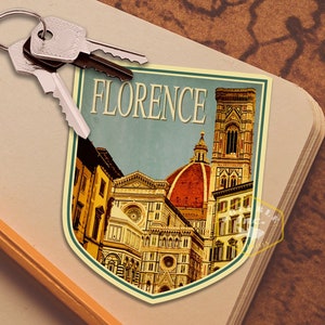 Sticker de voyage Florence, cadeau de voyage de style vintage, stickers pour bagages, valise, scrapbooking, agenda, ordinateur portable ou bouteille d'eau.