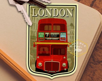Vintage London Travel Sticker: England Suitcase Decal