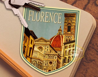 Florence Travel Sticker: Vintage-Style Luggage Decal