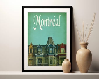 Montreal Art Print,  Vintage Travel Poster, Minimalist Wall Art, Home decor gift