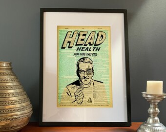 Head Health, Vintage poster, Victorian prints, Home Decor, Wall Art