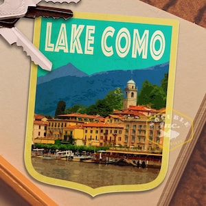 Lake Como Italy Travel Sticker: Vintage-Style Luggage Decal