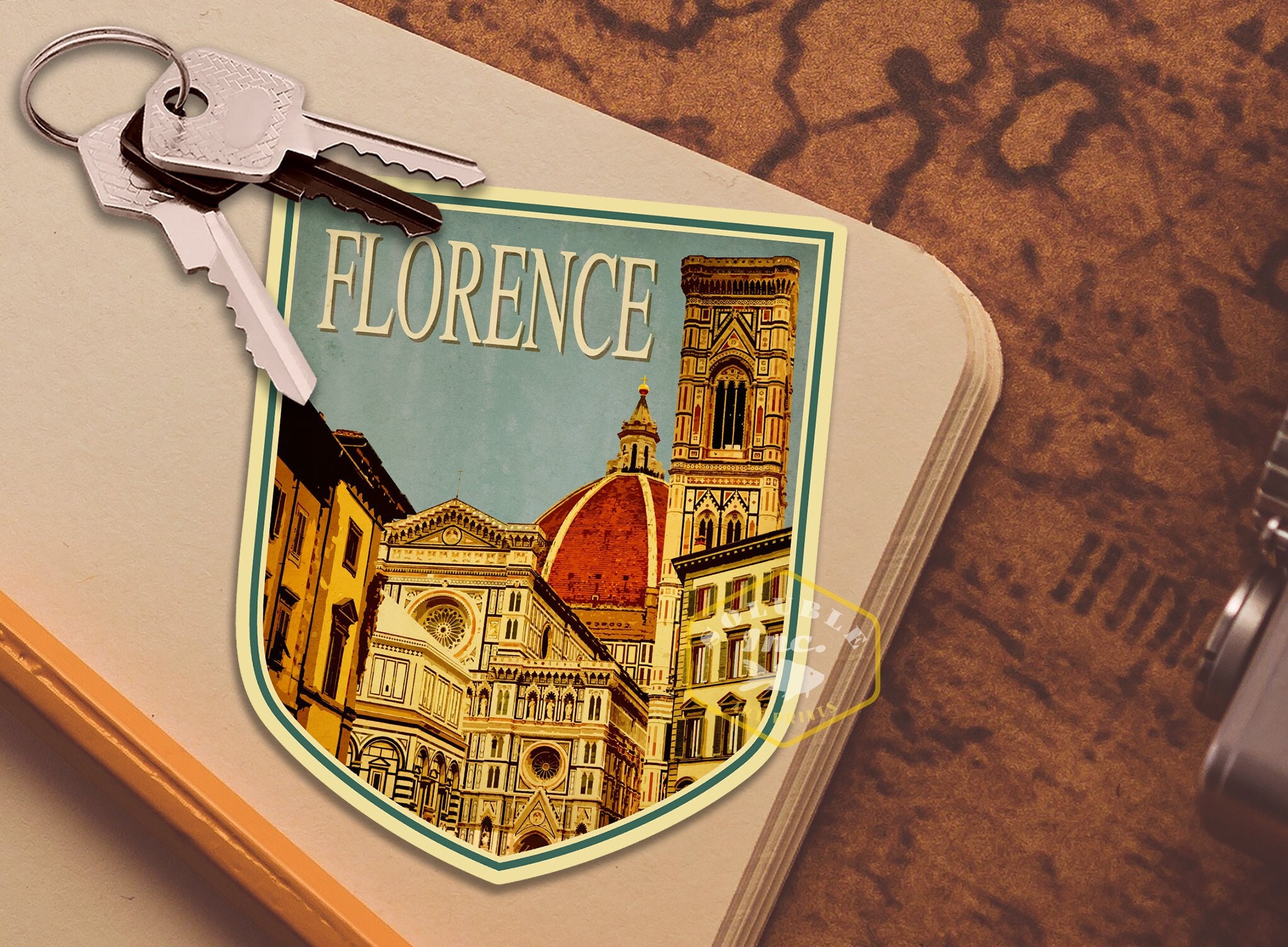 Florence Travel Sticker: Vintage-Style Luggage Decal