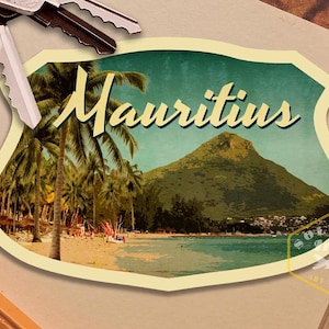 Mauritius Reiseaufkleber, Vintage-Stil Aufkleber für Koffer, Gepäck, Laptop oder Wasserflasche