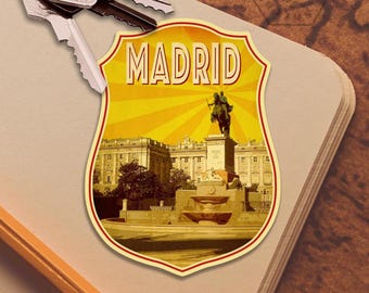 Madrid Spain Travel Sticker: Vintage-Style Luggage Decal
