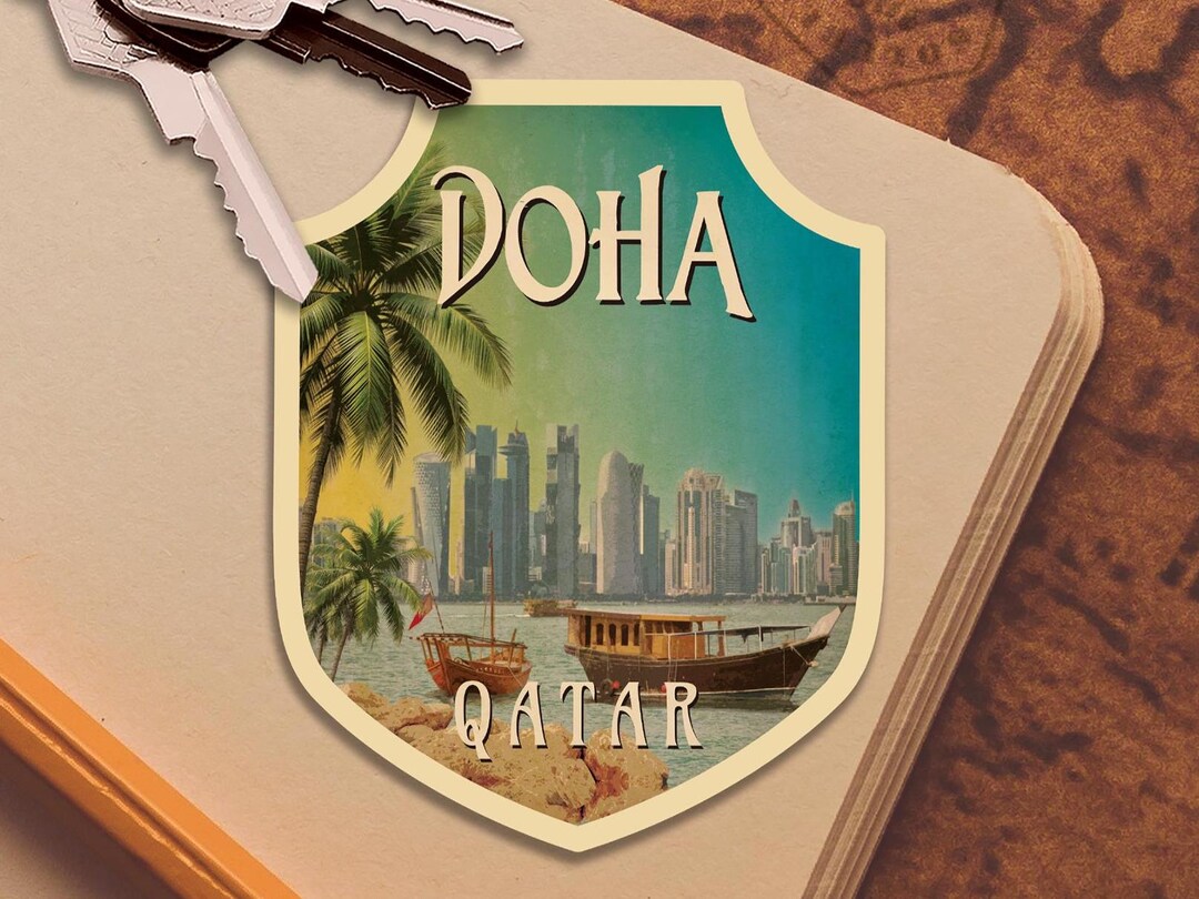 Doha Travel Sticker, Vintage Style Decal for Suitcase, Luggage, Laptop ...