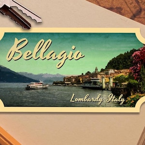Bellagio Italy Travel Sticker: Vintage Lake Como Luggage Decal