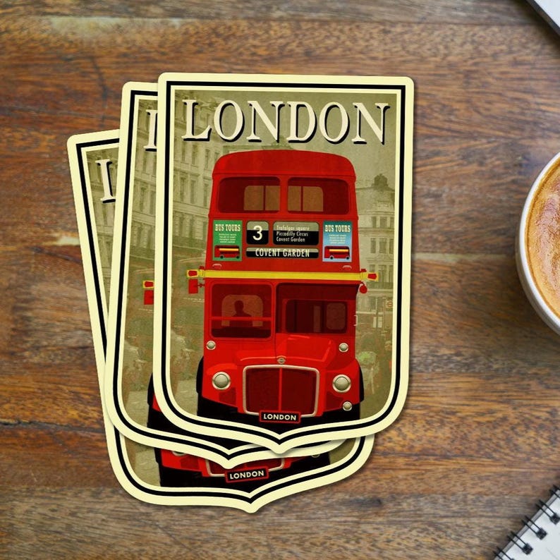 London Travel Sticker: Vintage style England Suitcase Decal image 3