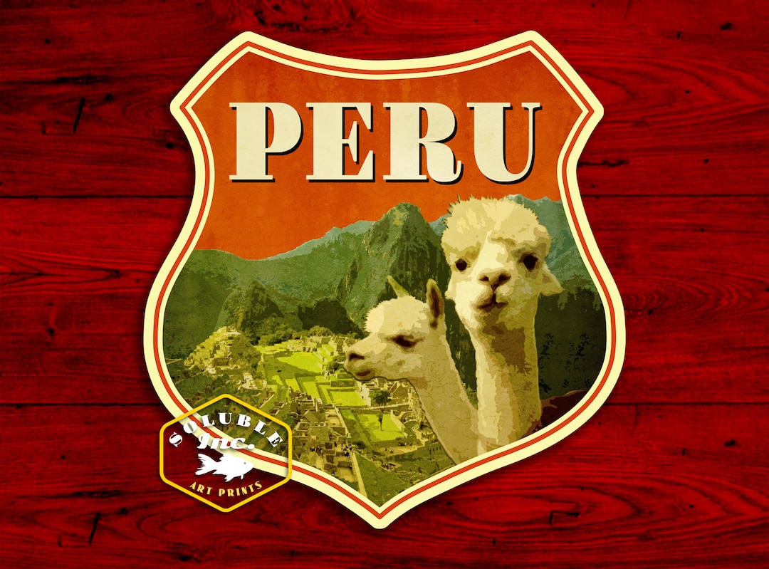 Peru Travel Sticker Suitcase Stickers Vintage Poster Style Etsy