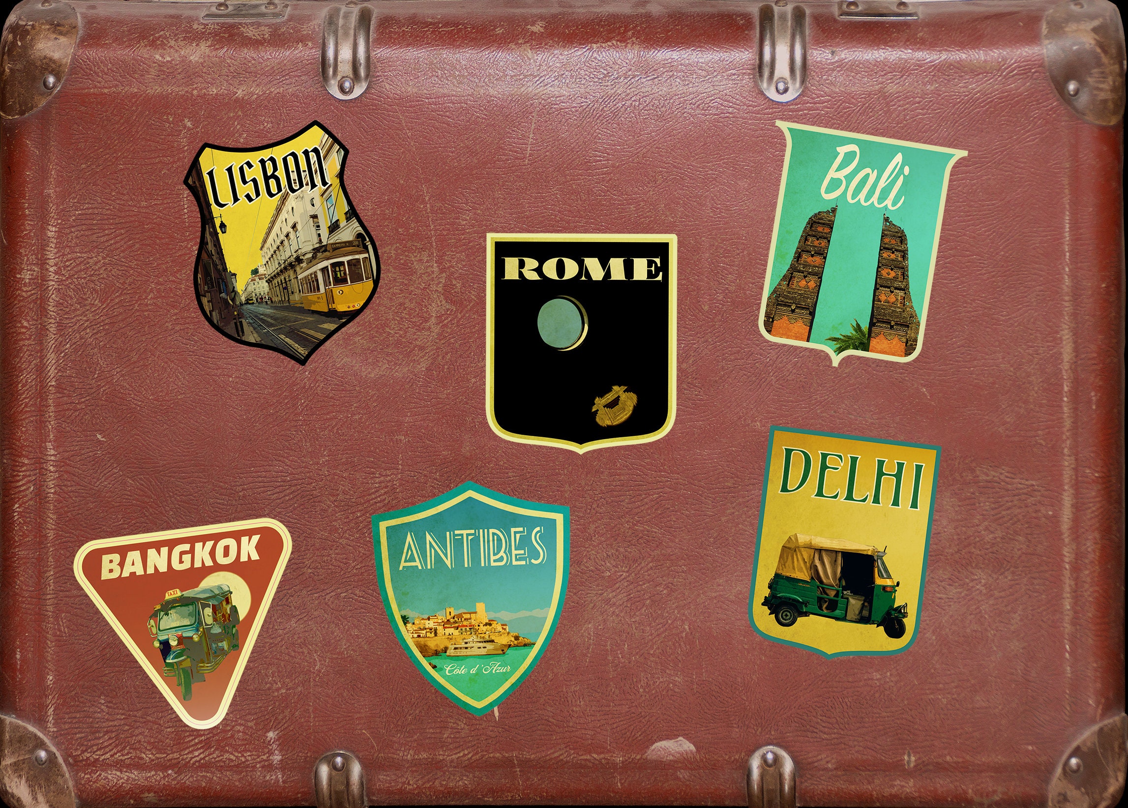 minsda alta calidad equipaje pegatinas maleta parches vintage