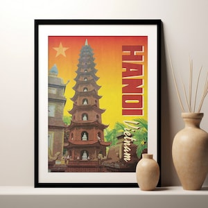 Hanoi Viet Nam Art Print,  Vintage Travel Poster, Minimalist Wall Art, Home Decor Gift