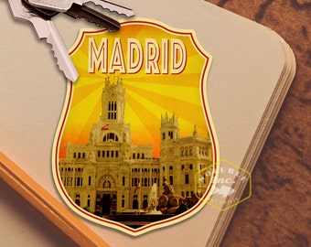 Madrid Spanien Reiseaufkleber, Vintage-Stil Aufkleber für Koffer, Gepäck, Laptop oder Wasserflasche